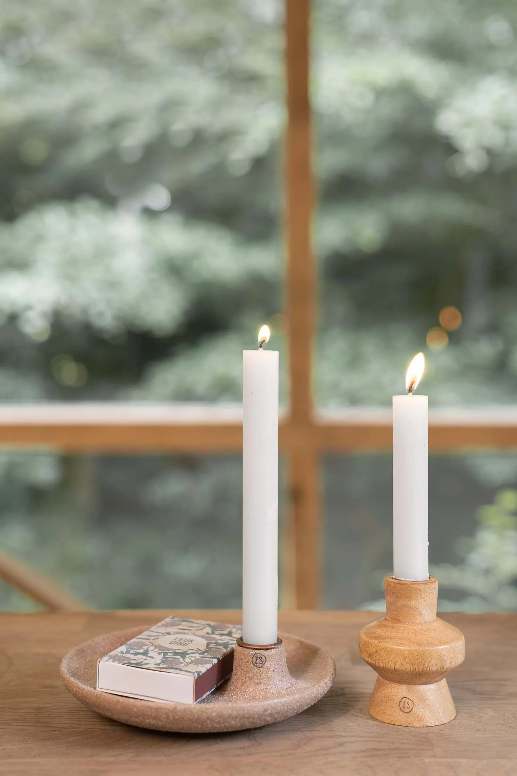 zusss 4 rustieke kaarsjes 12cm wit