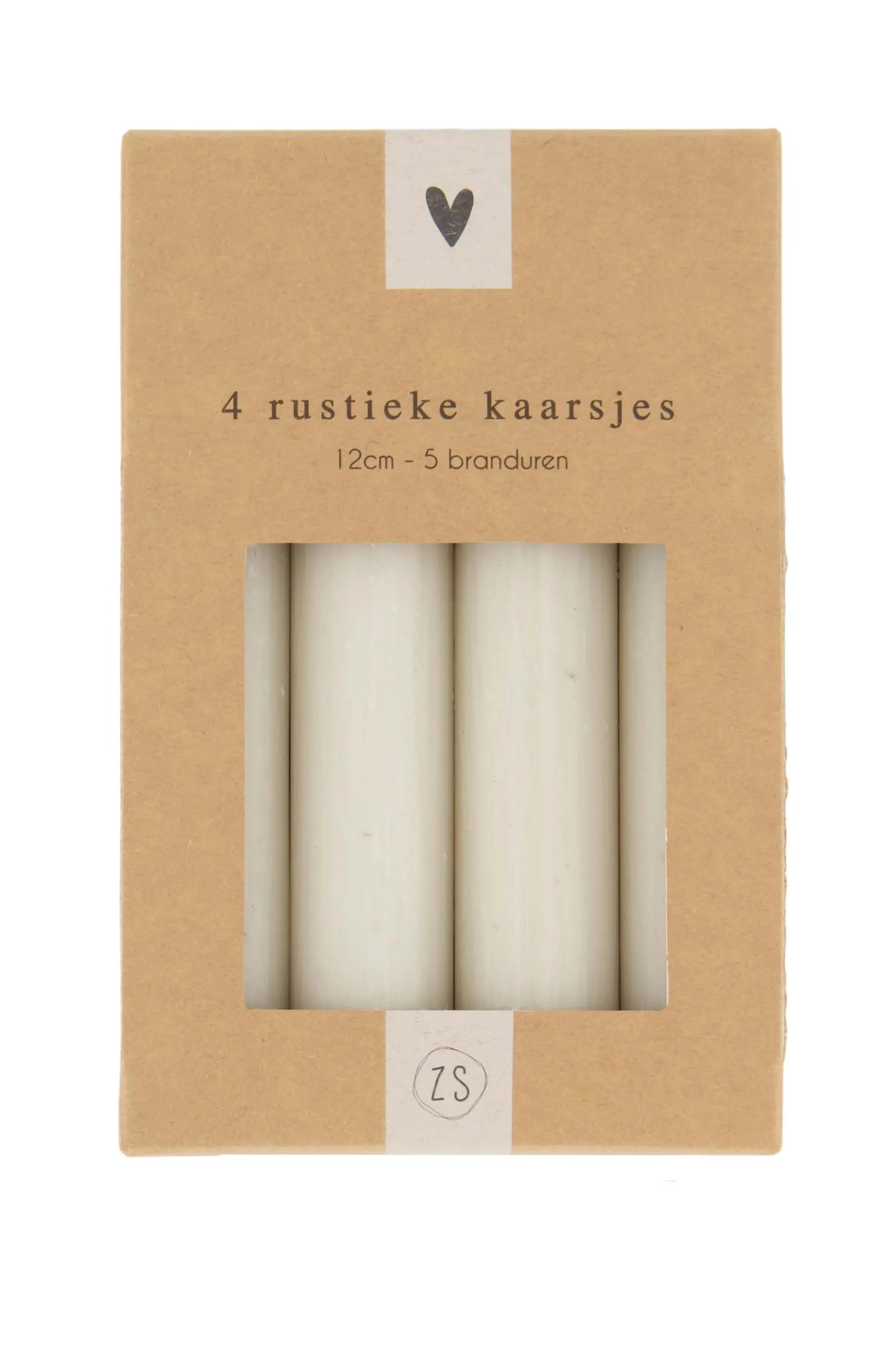 zusss 4 rustieke kaarsjes 12cm krijt