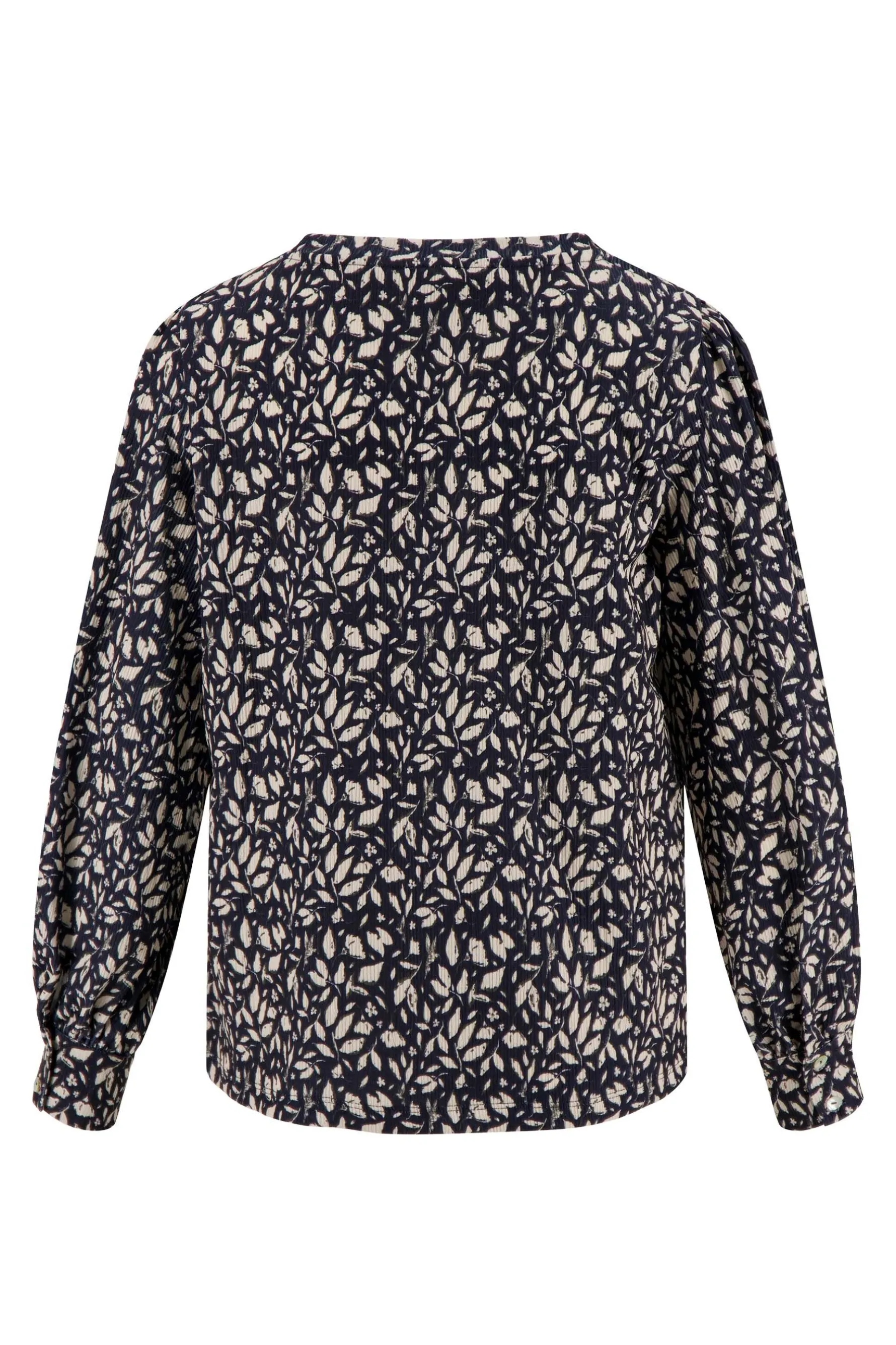 zusss boothals top met blaadjesprint donkerblauw