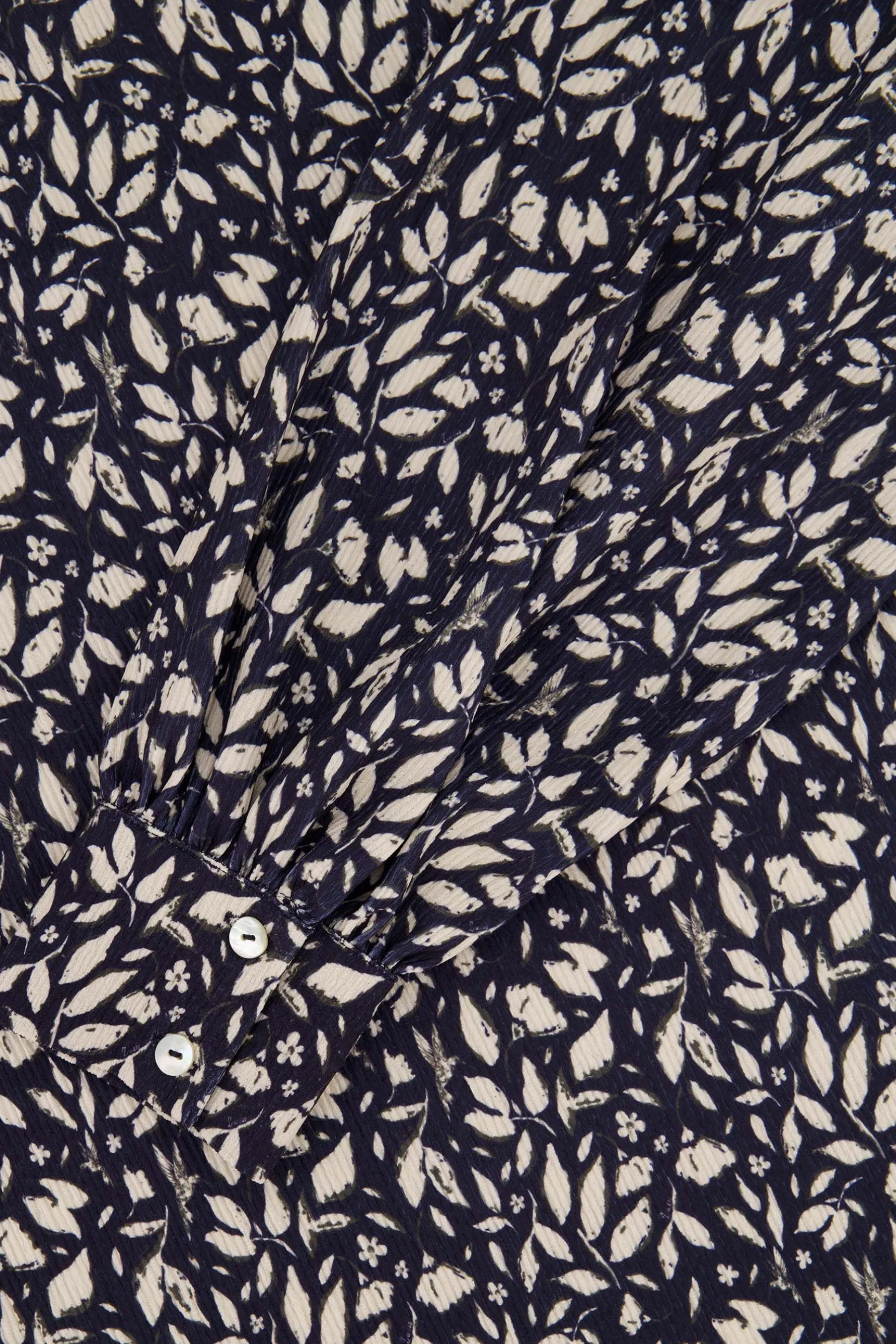zusss boothals top met blaadjesprint donkerblauw