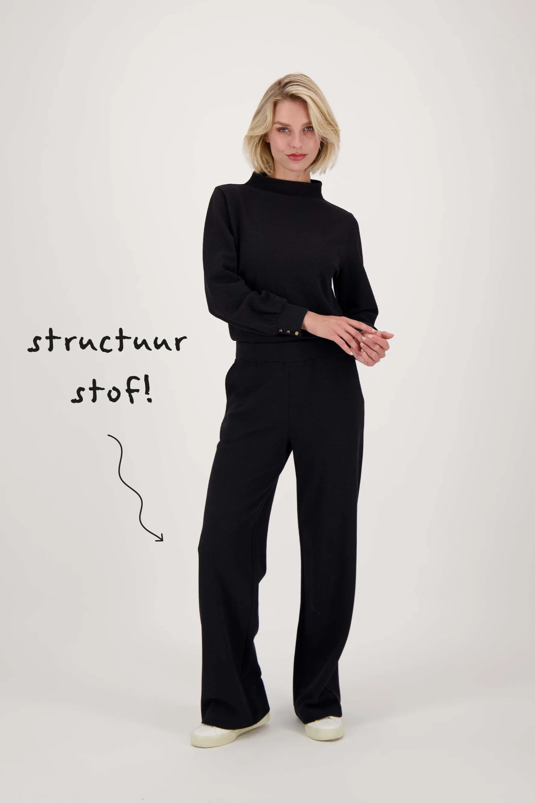 zusss broek met structuur zwart