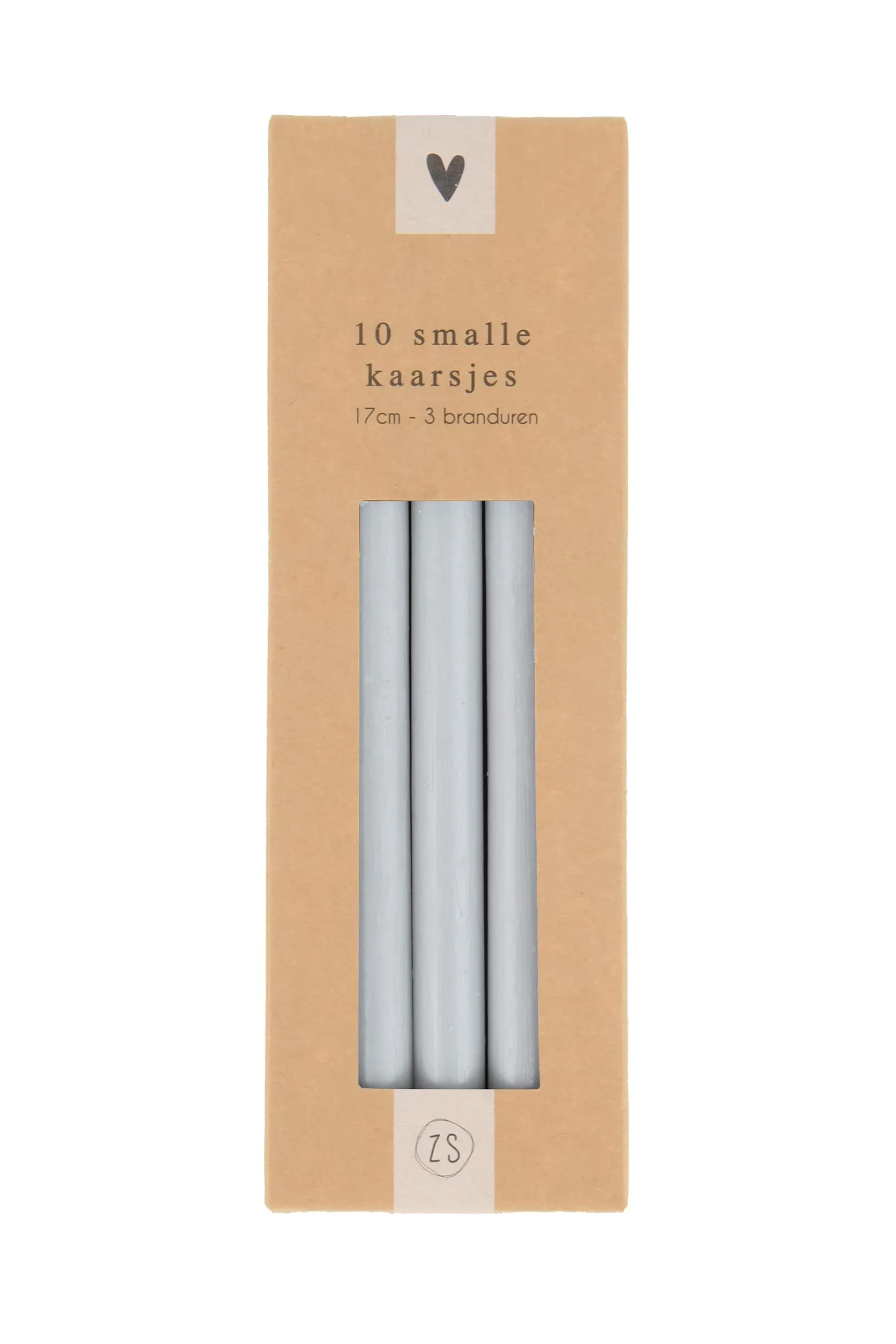 zusss doosje met 10 smalle kaarsjes lichtgrijs