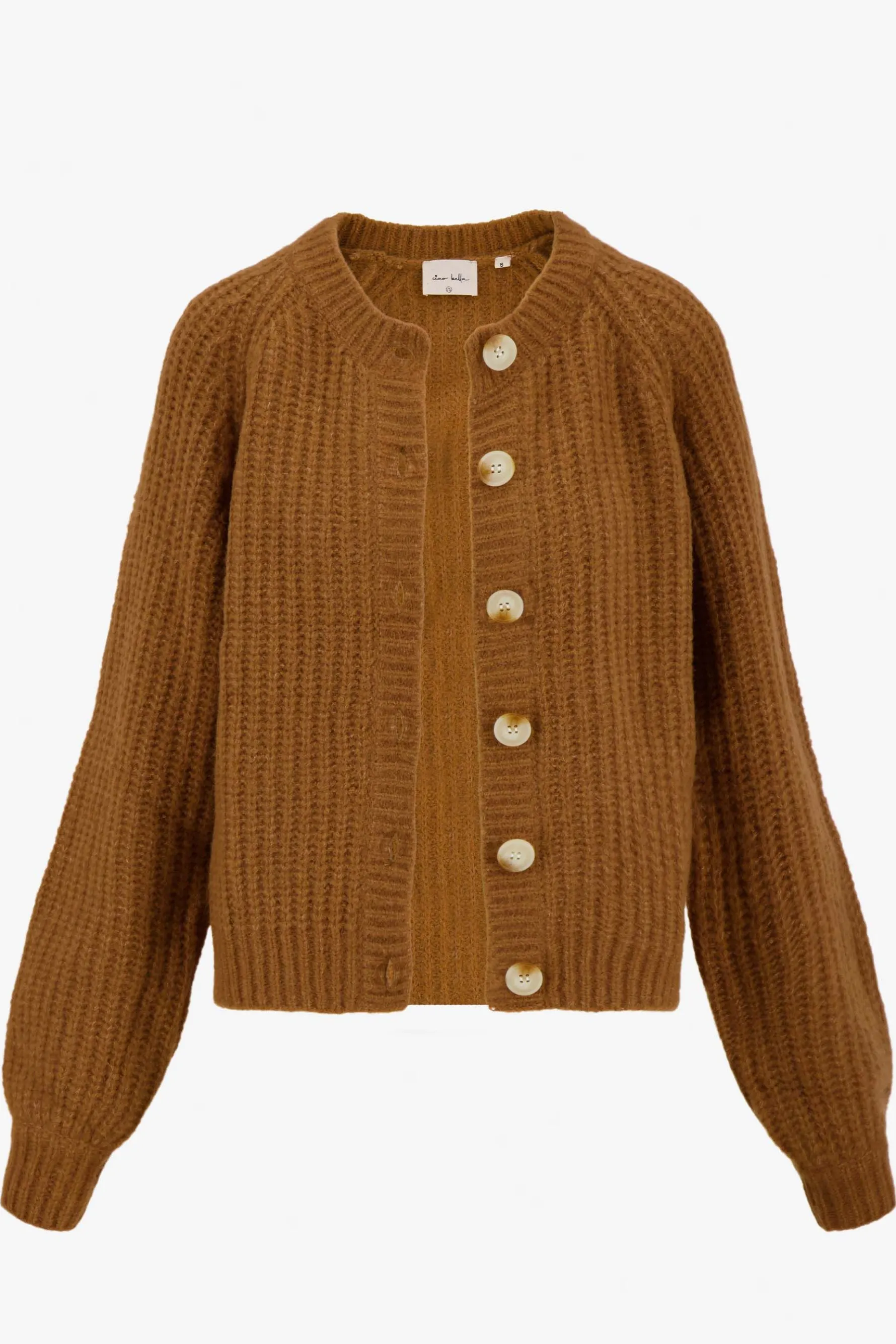 zusss gebreid vest in bomberstyle camel