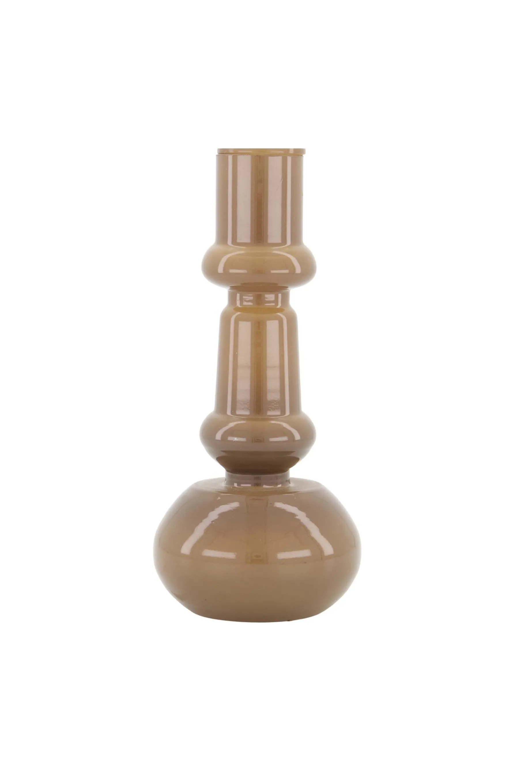 zusss glazen kandelaar 18cm warm grijs