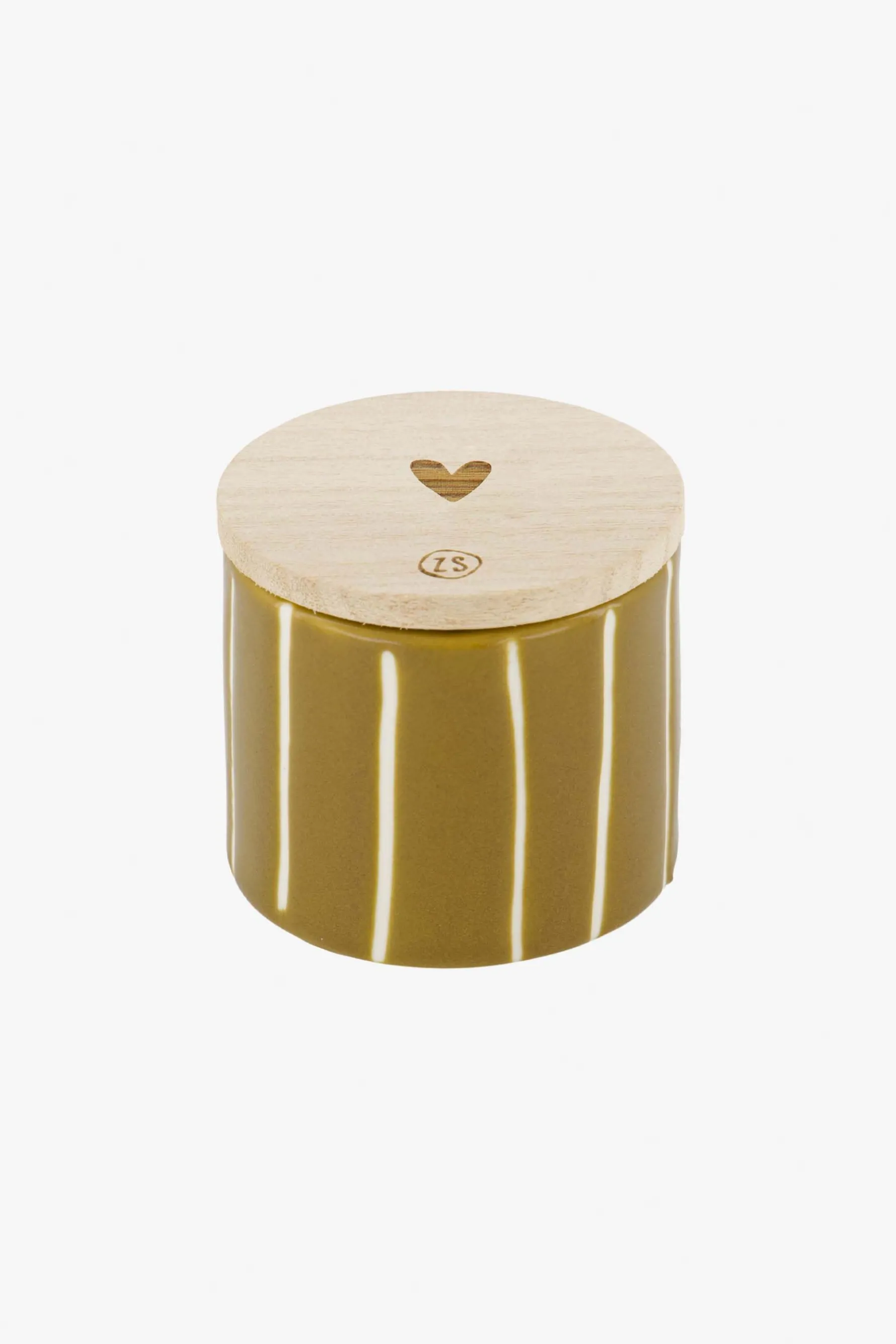 zusss keramieken geurkaarsje met houten deksel hartje oker