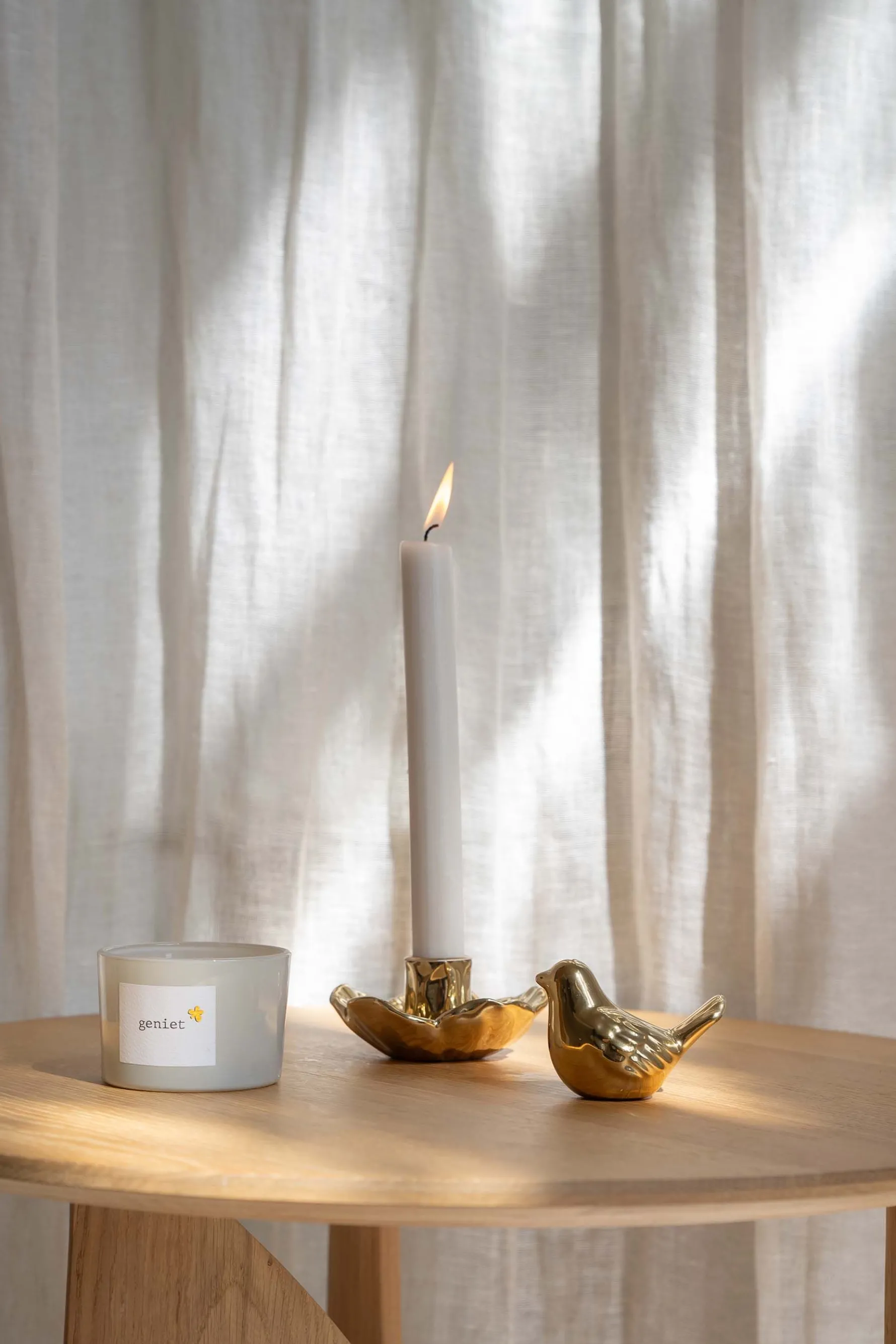 zusss keramieken kandelaar bloem goud