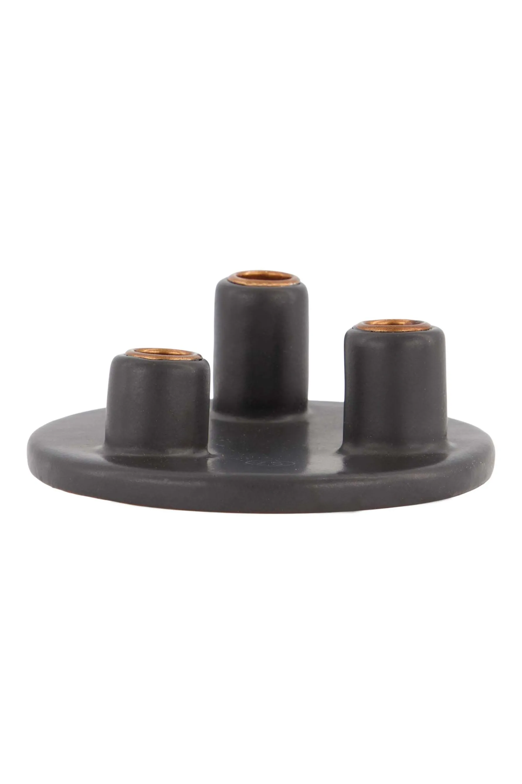 zusss keramieken kandelaar voor 3 smalle kaarsjes antracietgrijs