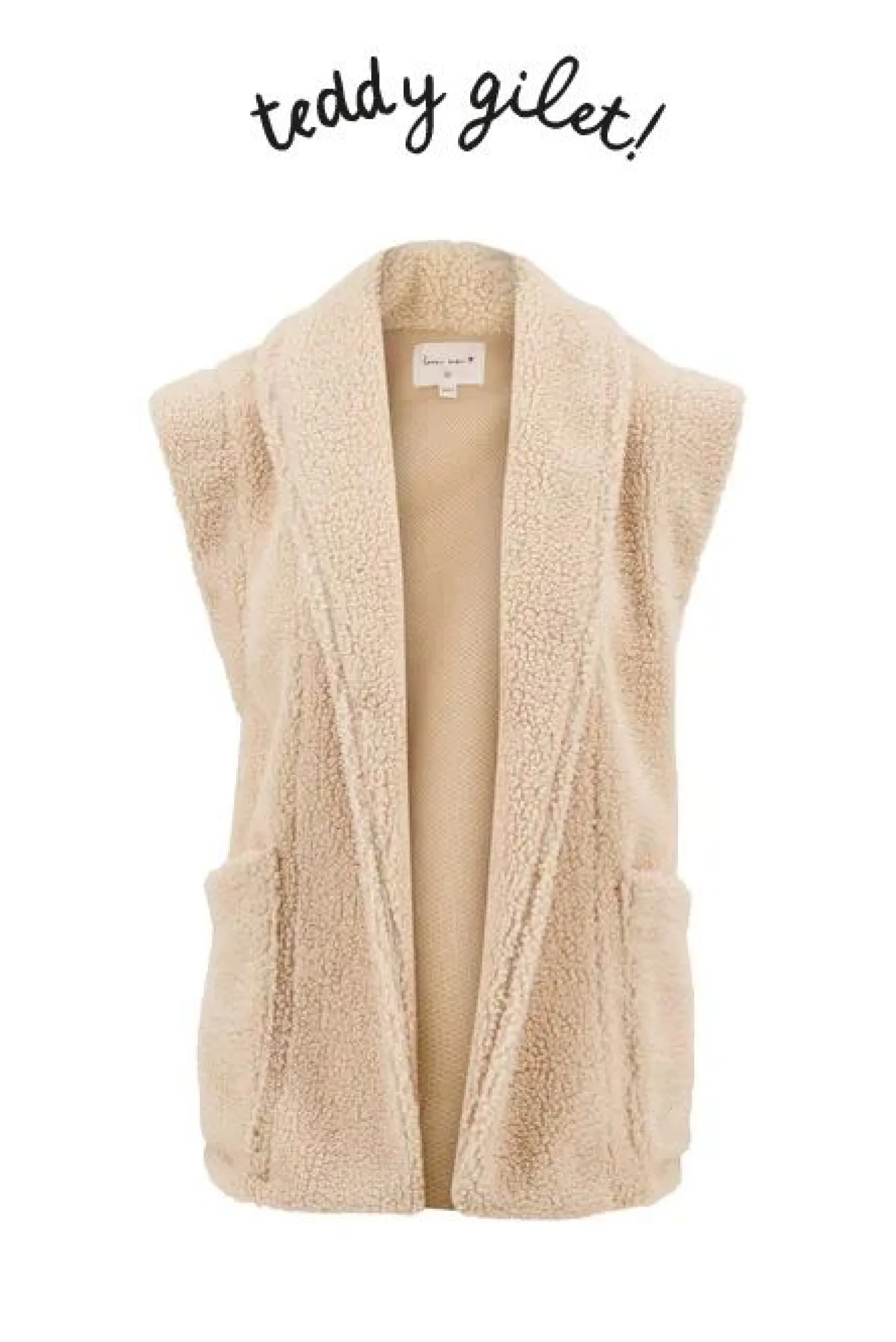 zusss lang teddy gilet met zakken off white