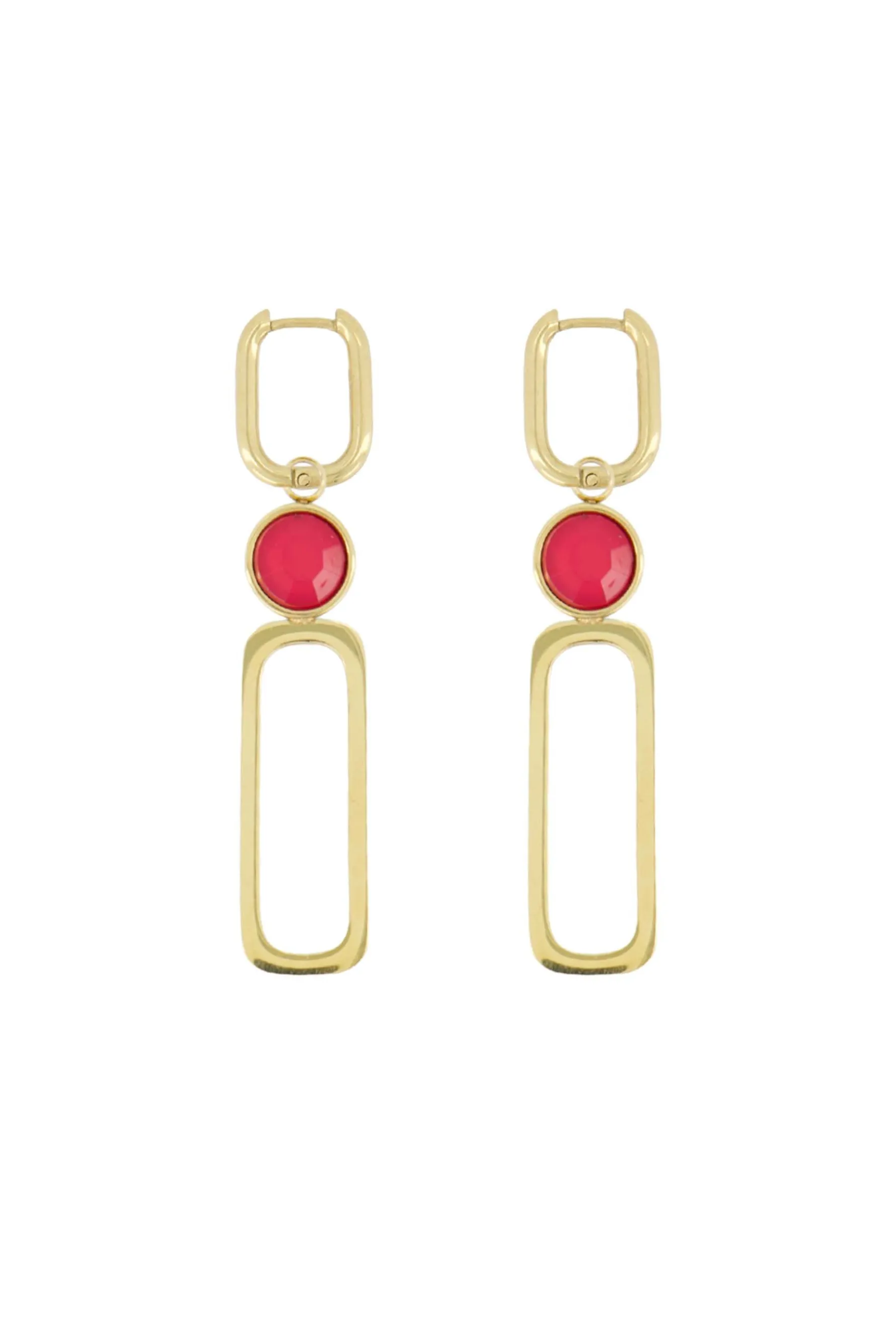zusss oorbel met glassteen roze rood