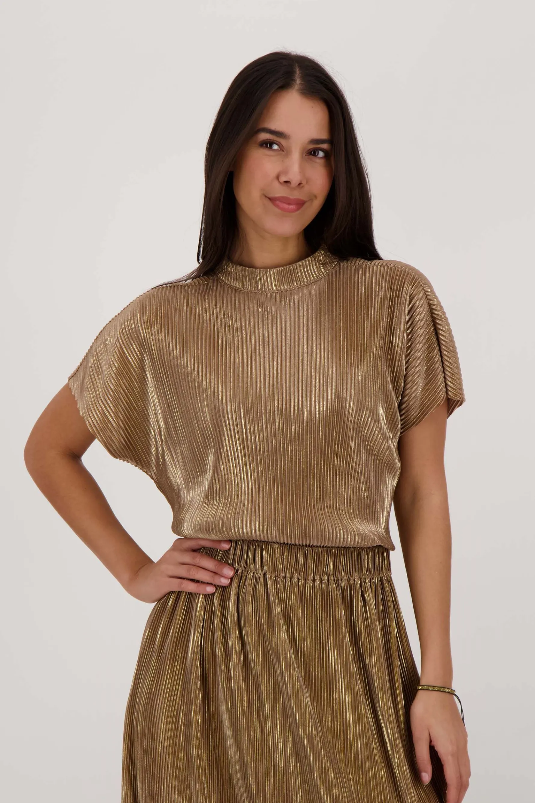 zusss plisse turtle top champagne goud
