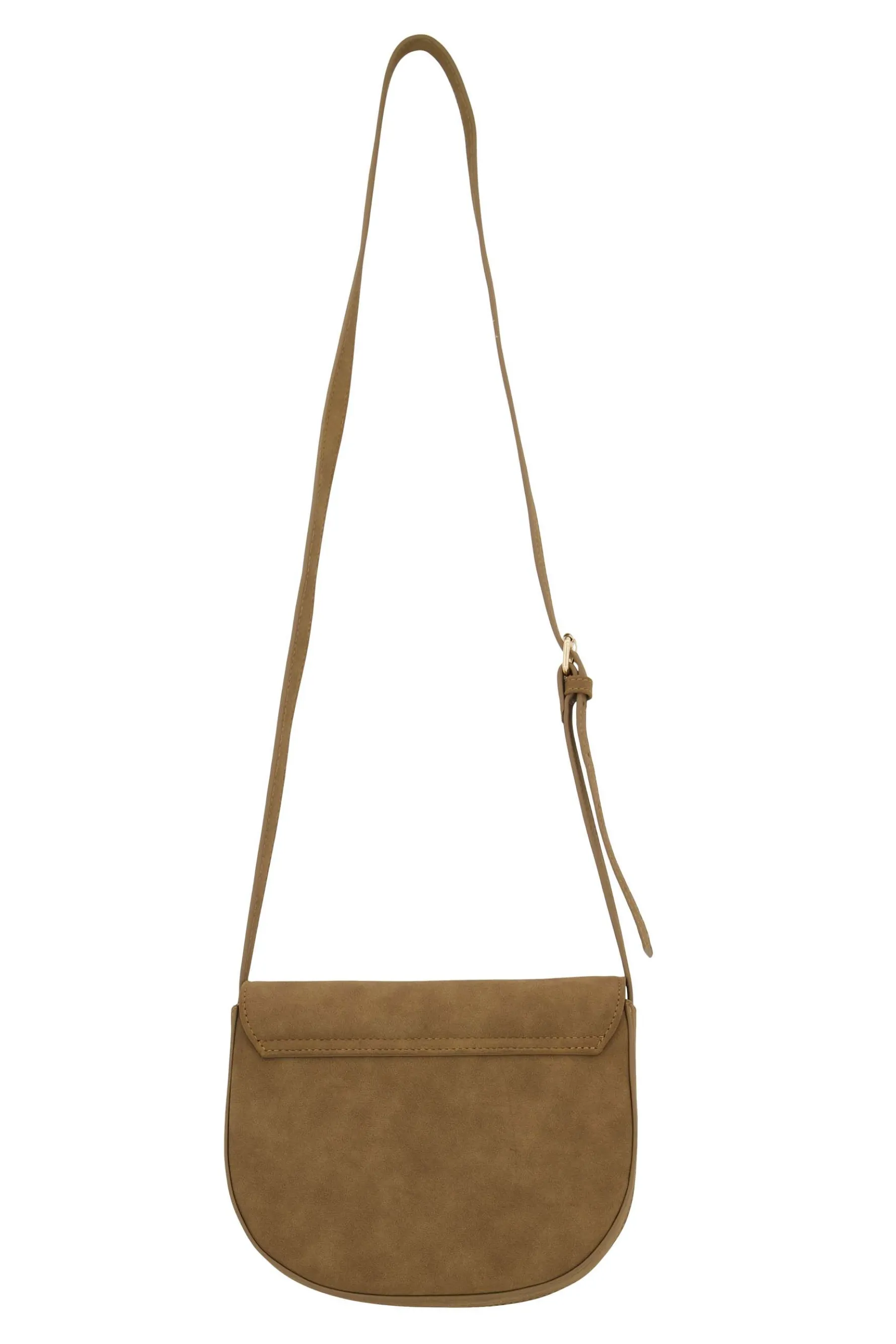 zusss schoudertas met gouden ring taupe
