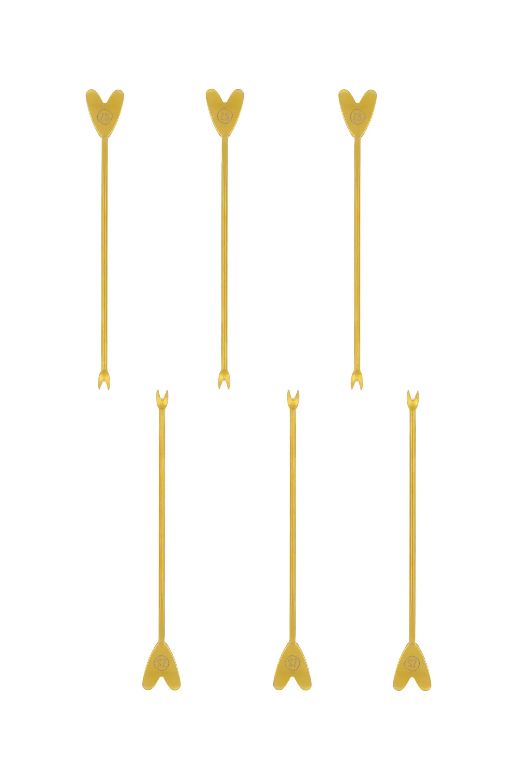 zusss set van 6 borrelprikkers hartje goud
