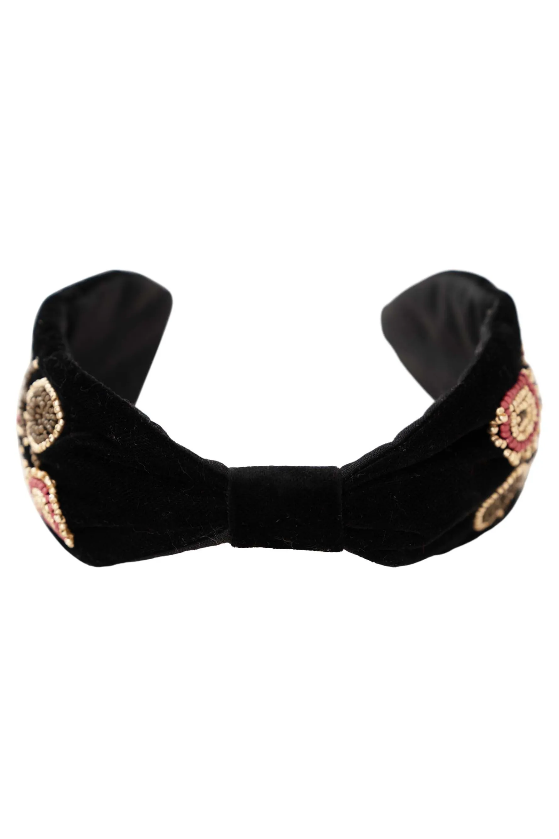 zusss velvet haarband met geborduurde kraaltjes zwart